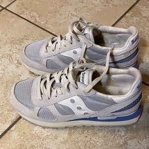 Saucony Light Gray and Blue Athletic Shoes